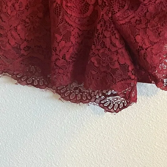 Lovers and‎ Friends Eve Lace Open Black Long Sleeve Romper Cranberry Red Size XS - Picture 5 of 11